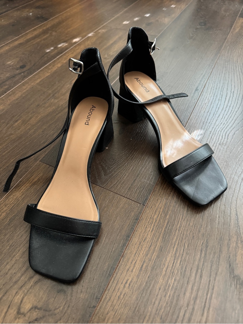 Abound Black Strappy Square-Toe Block Heel Sandals Size 11